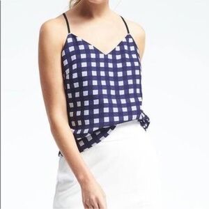 Banana Republic Gingham Racerback Camisole in navy and white size XSP